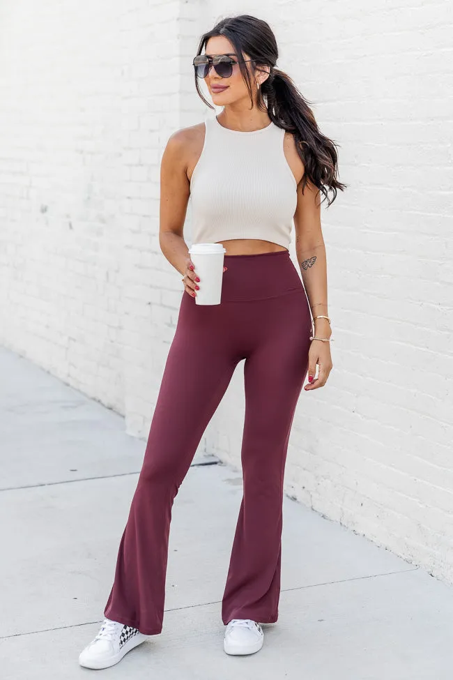 Believe In Yourself Maroon Flare Leggings FINAL SALE