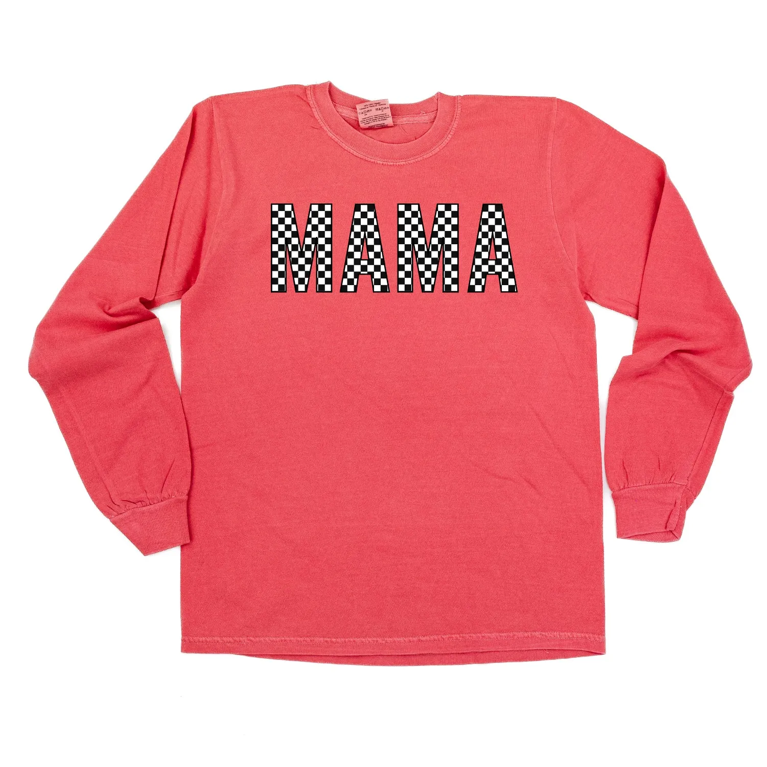 Block Font Checkers - MAMA - LONG SLEEVE COMFORT COLORS TEE