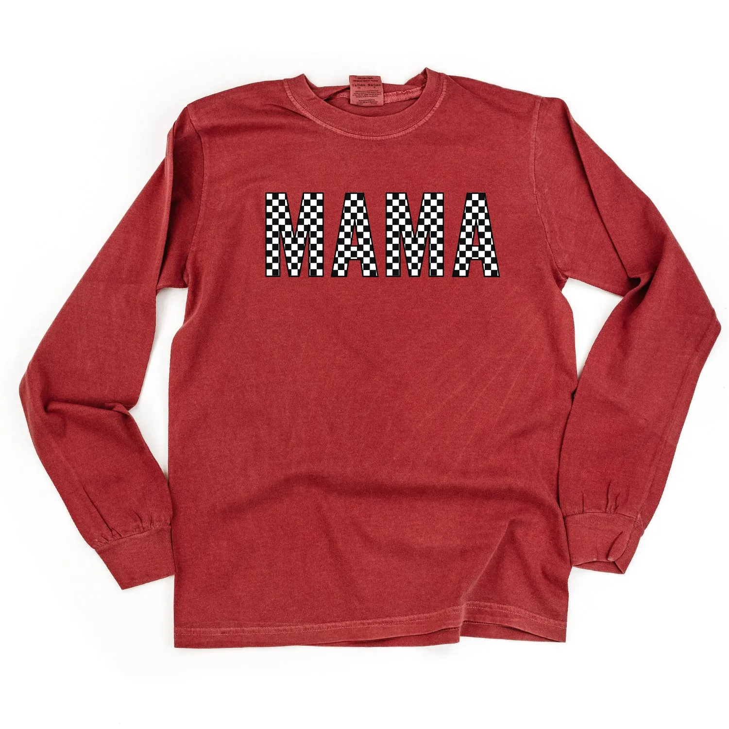 Block Font Checkers - MAMA - LONG SLEEVE COMFORT COLORS TEE