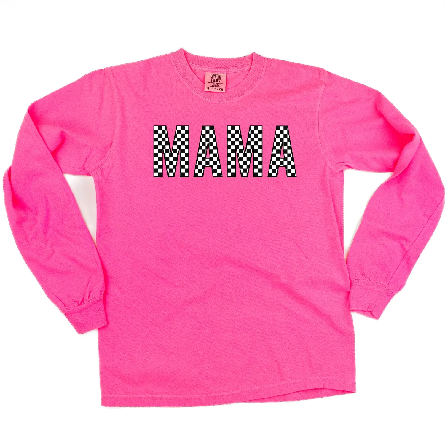 Block Font Checkers - MAMA - LONG SLEEVE COMFORT COLORS TEE