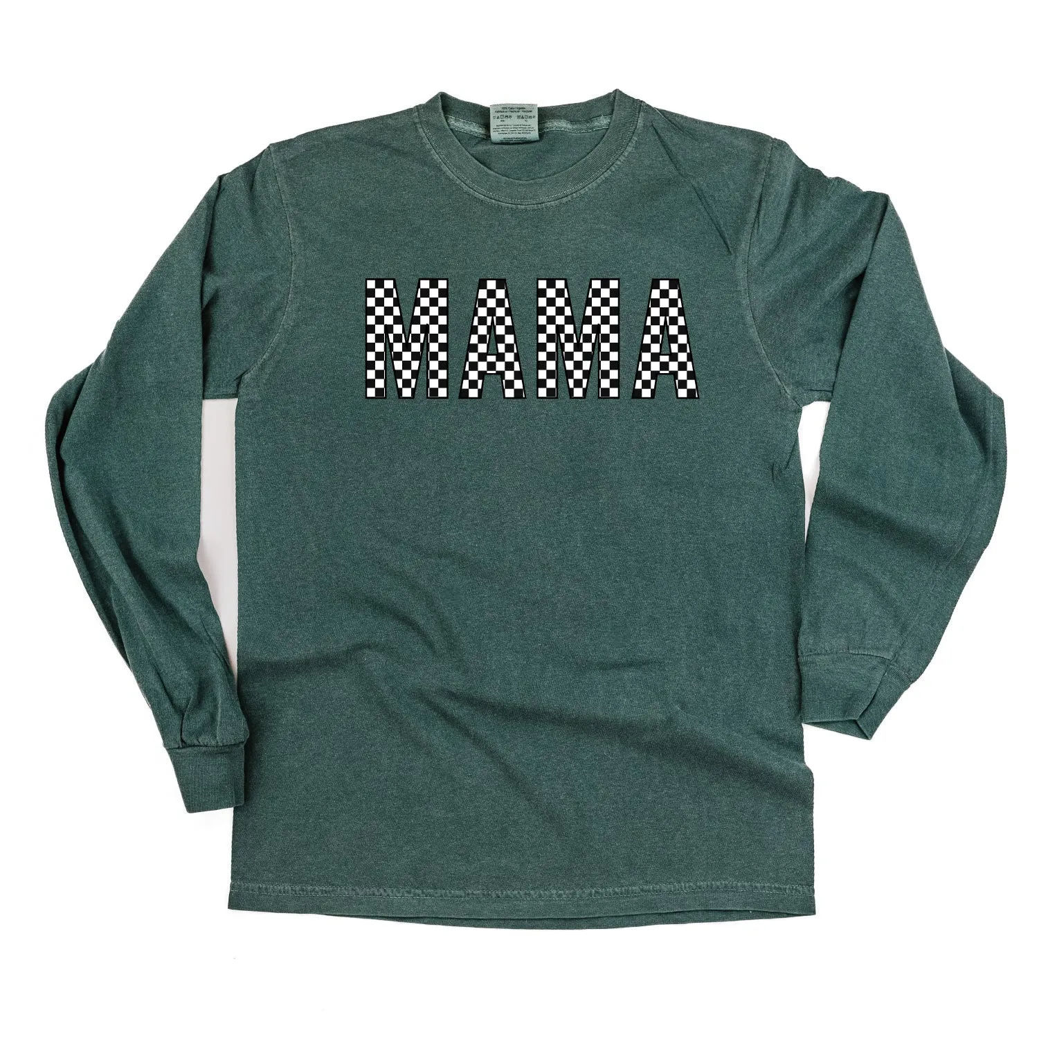 Block Font Checkers - MAMA - LONG SLEEVE COMFORT COLORS TEE