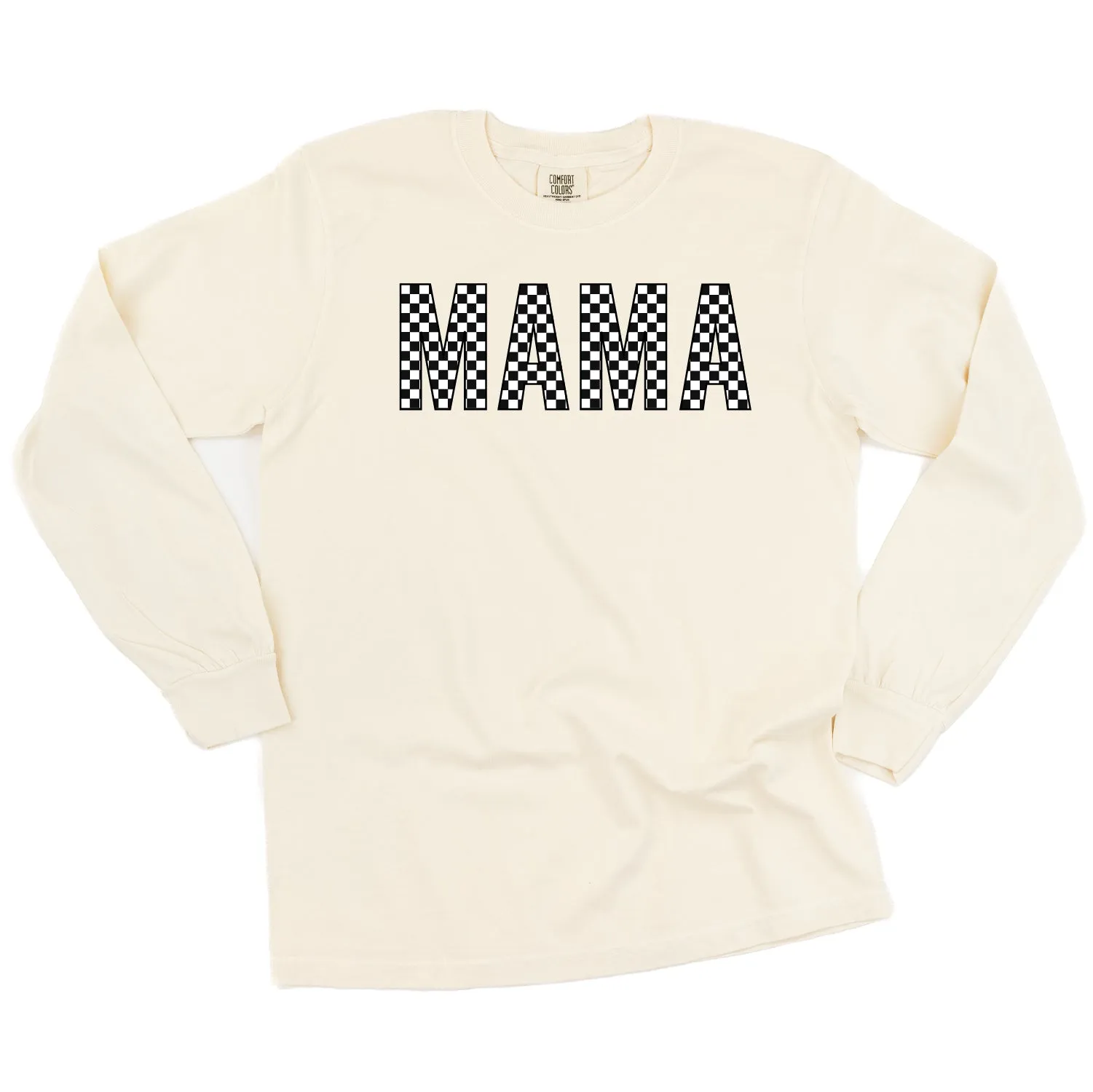 Block Font Checkers - MAMA - LONG SLEEVE COMFORT COLORS TEE