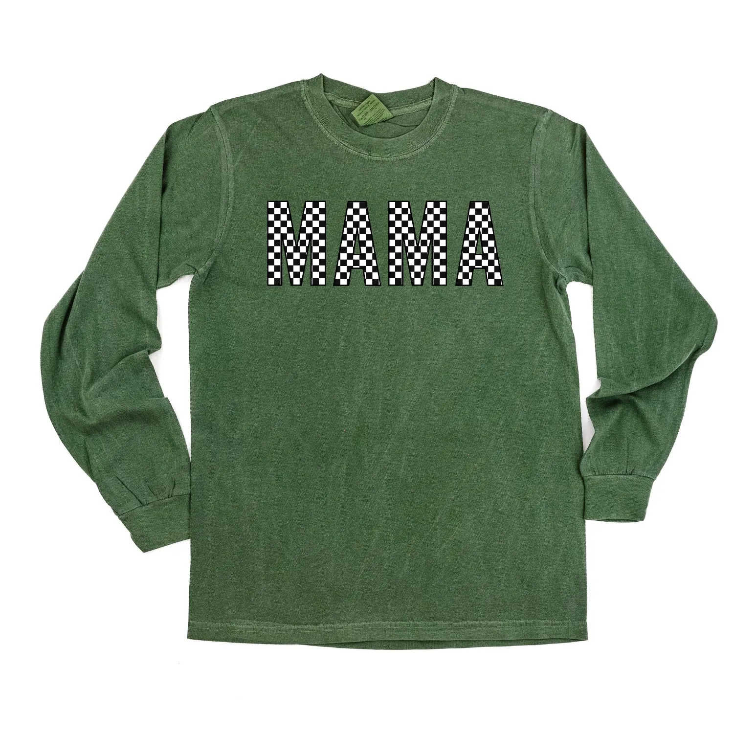 Block Font Checkers - MAMA - LONG SLEEVE COMFORT COLORS TEE