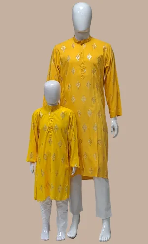 Canary Yellow Printed Kurta Top