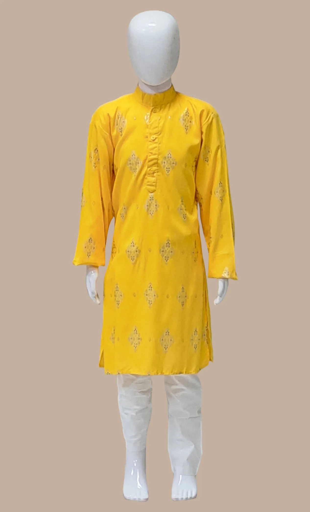 Canary Yellow Printed Kurta Top