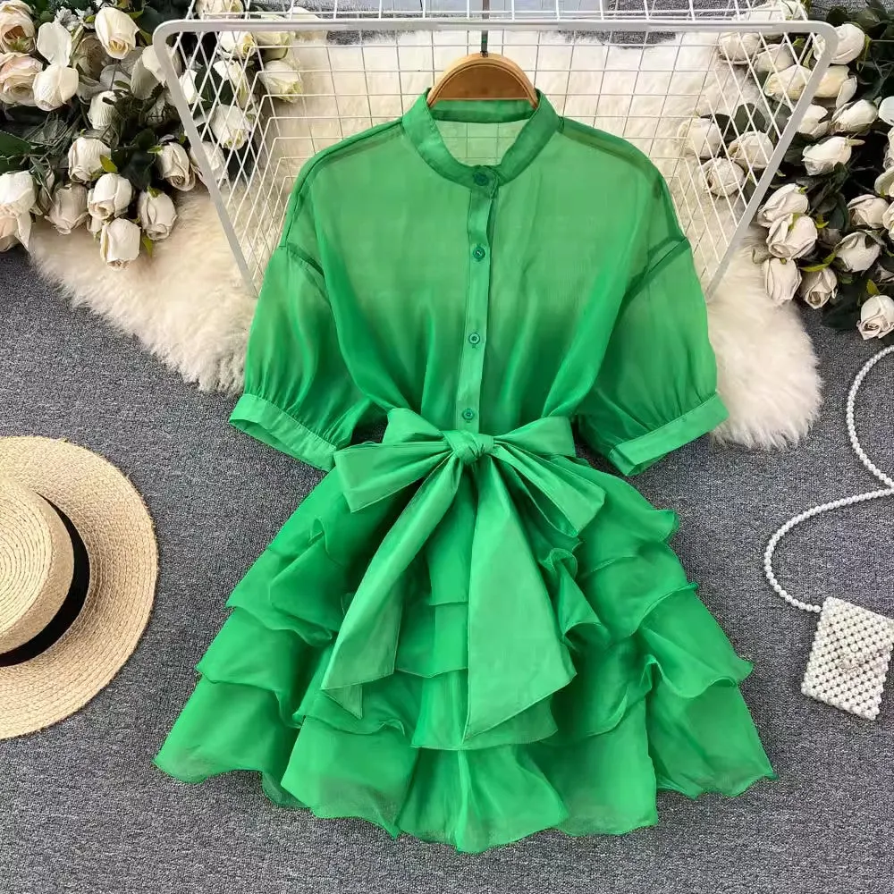 Chiffon Chic Top Women's New Ruffled Design Bow Shirt    S4501