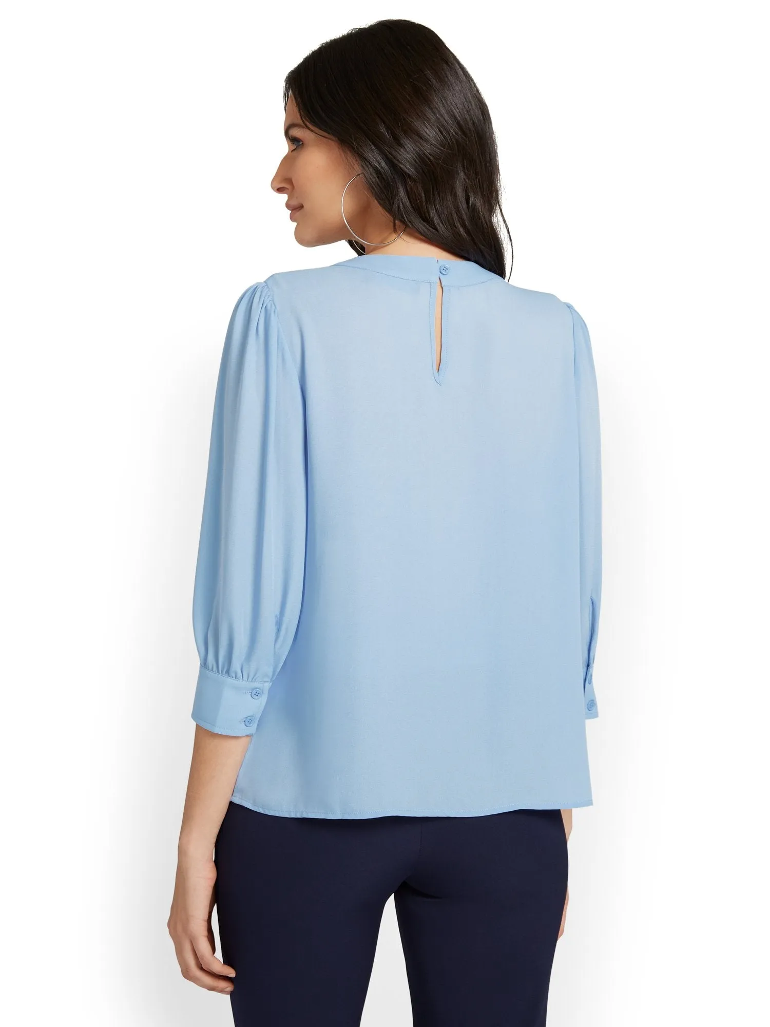 Cuff-Sleeve Button Blouse