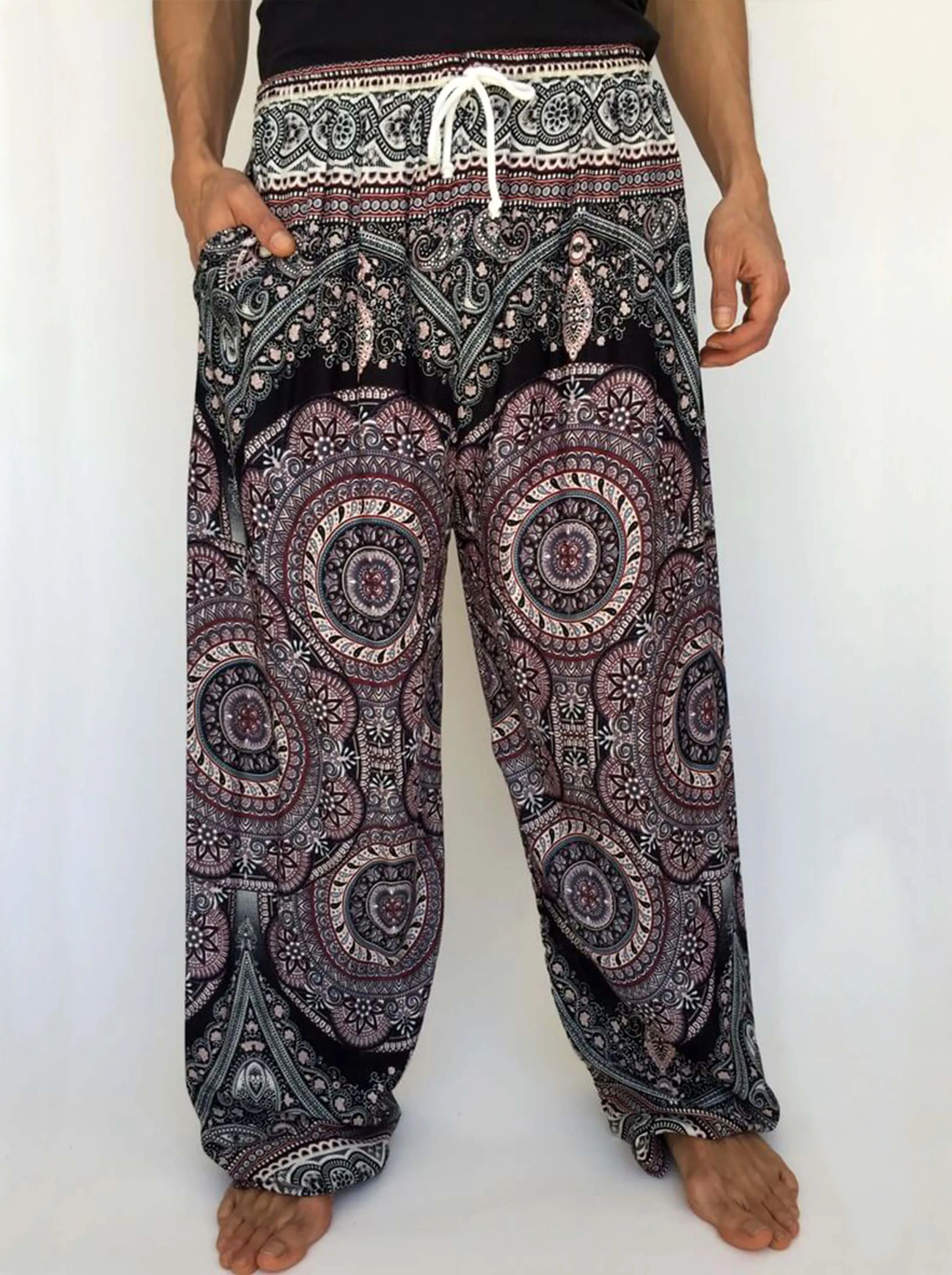 Drawstring Hippie pants with Mandala pattern