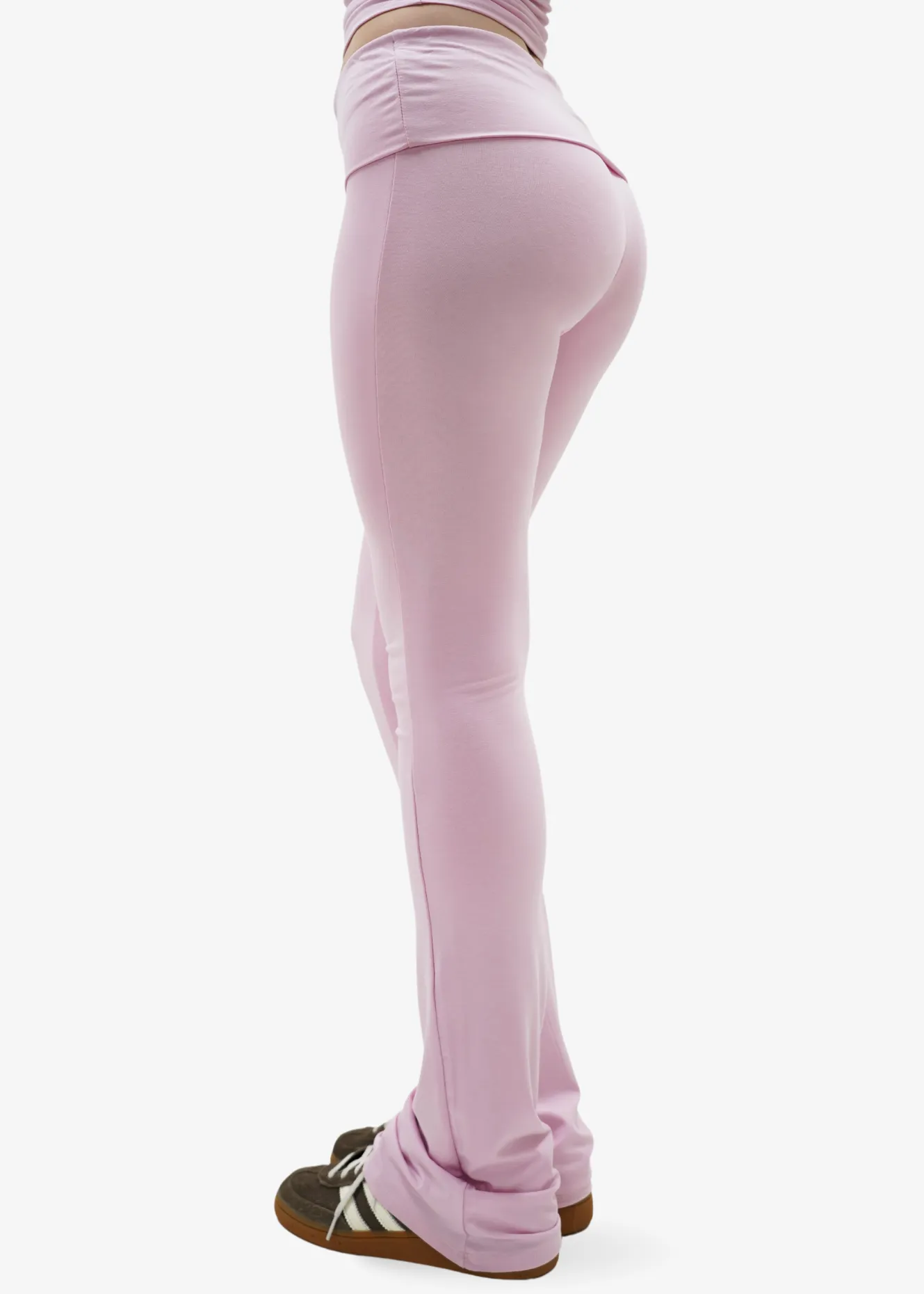 Fold-over flared pants light pink (TALL)