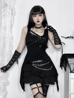 Gothic Crop Irregular Sleeveless Y2K Harajuku Top