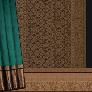 Handwoven Green with Black Silk Cotton Saree - 1723T007469DSC