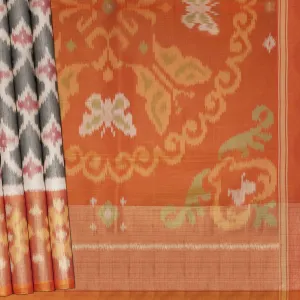 Handwoven Muti- colours with Orange Ikat Silk Saree - 2179T010136DSC