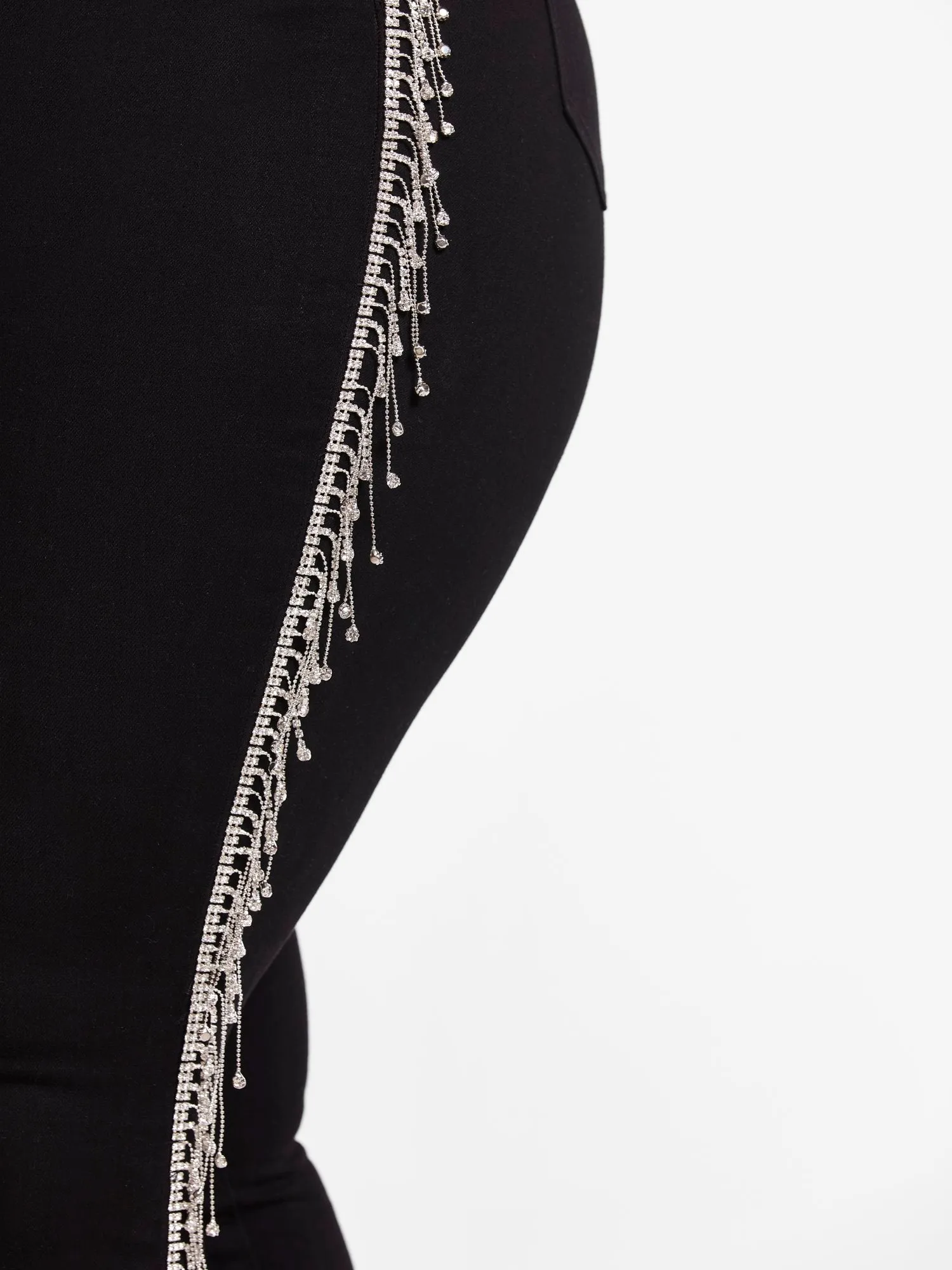 High Rise Rhinestone Fringe Jeans