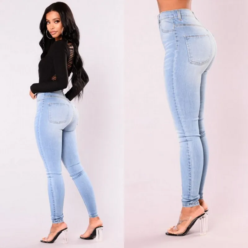 High Waist Stretch Jeans Slim Pencil Jeans Women Casual Jeans