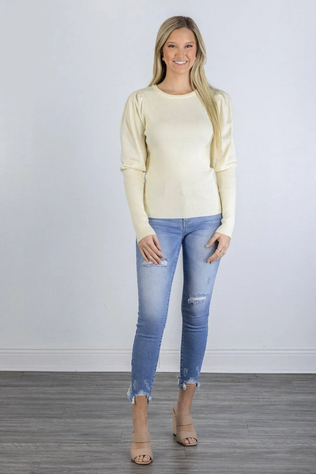 Ivory Puff Long Sleeve Top