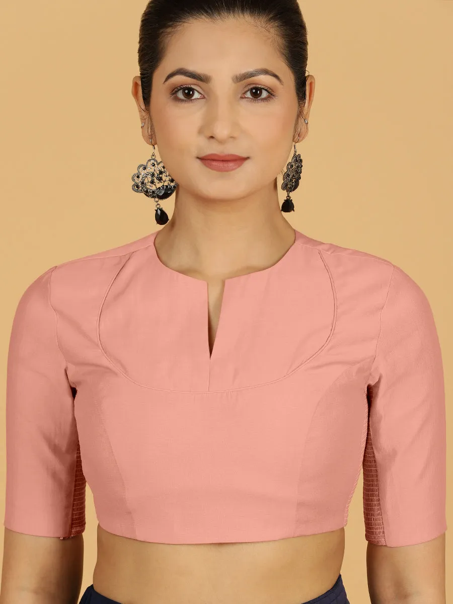 Karishma x Rozaana | Elbow Sleeves Saree Blouse in Sea Pink