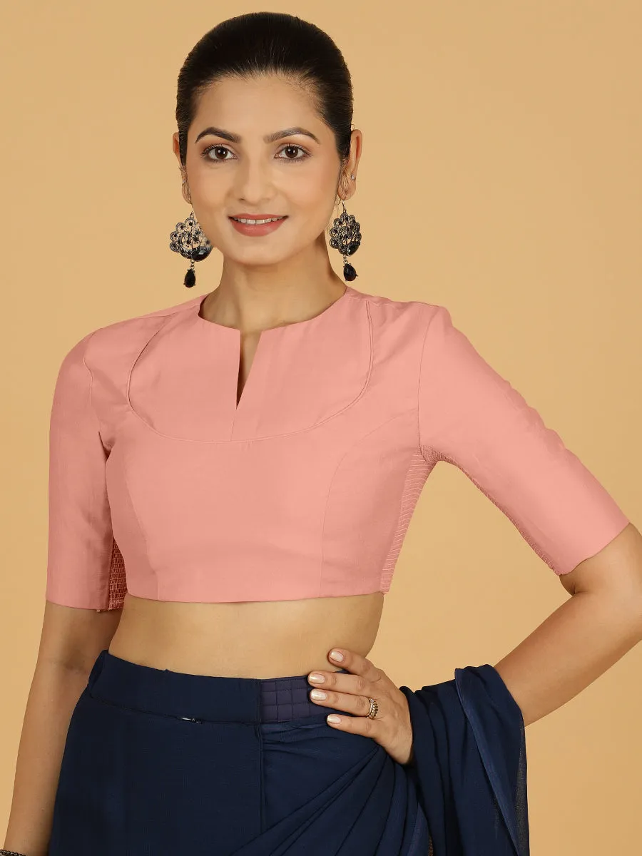 Karishma x Rozaana | Elbow Sleeves Saree Blouse in Sea Pink