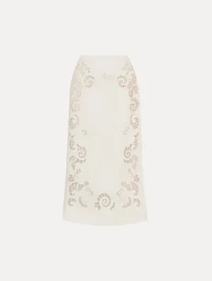 Laser Cut Floral Leather Pencil Skirt