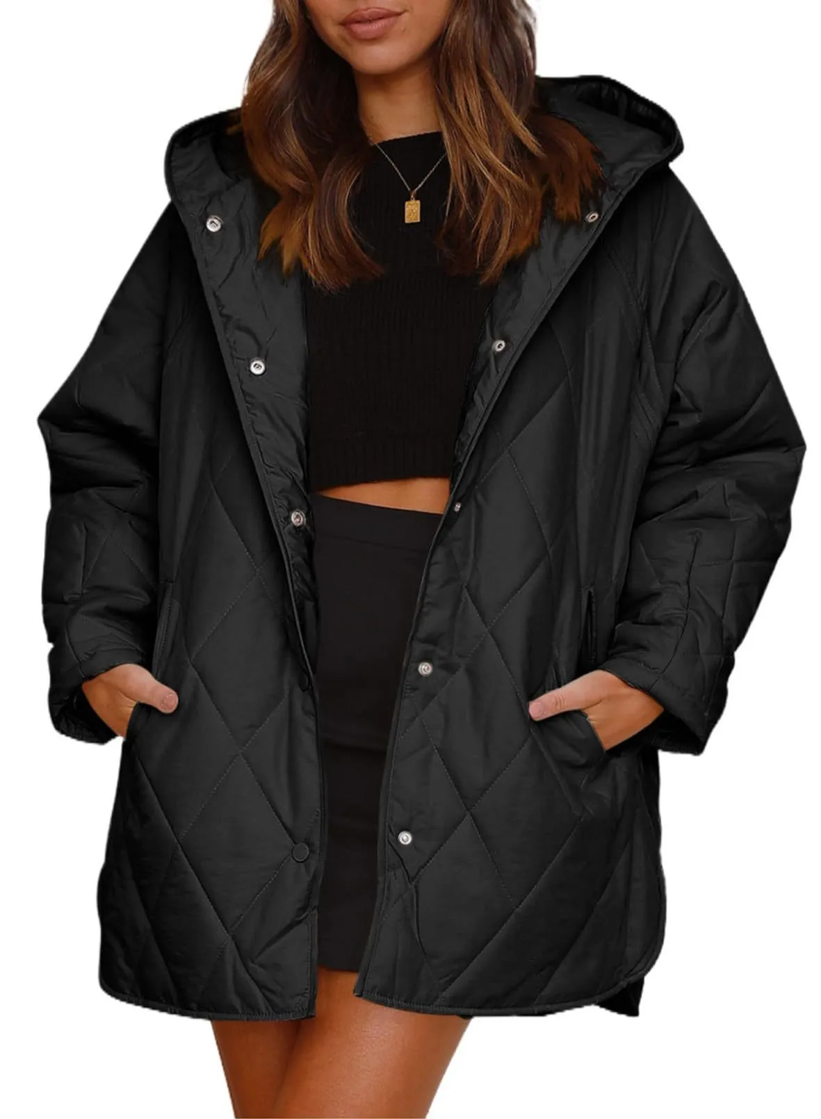 Lightweight women's jacket with quilted hood and hood