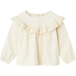 Lil'Atelier Turtledove Saku Loose Embroidery Blouse