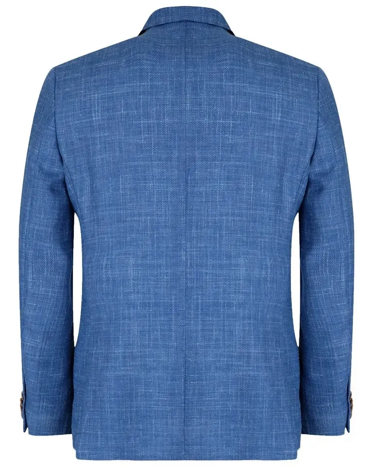 Magee Mens Jacket - Lightweight Blue Woven Linen Mix