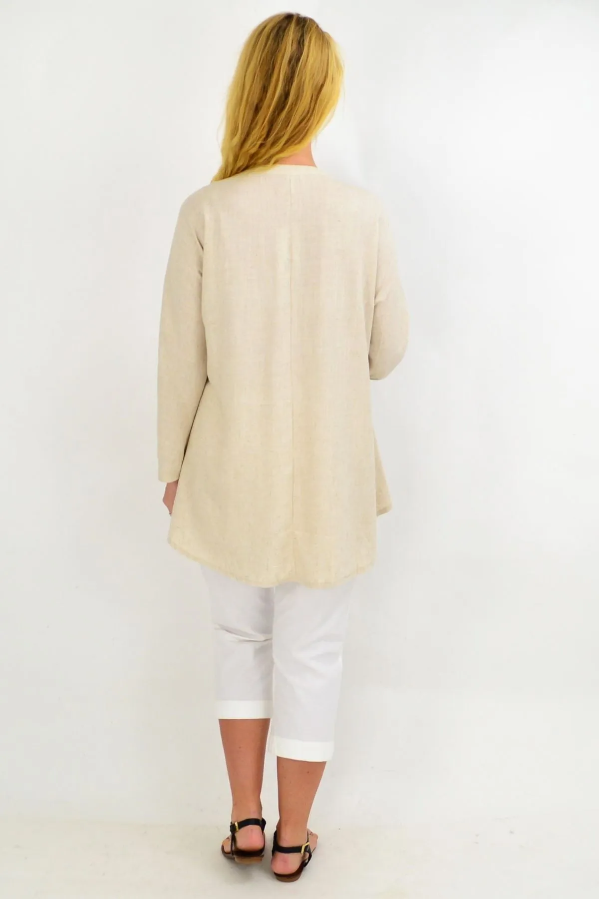 Oatmeal V Neck Linen Shirt