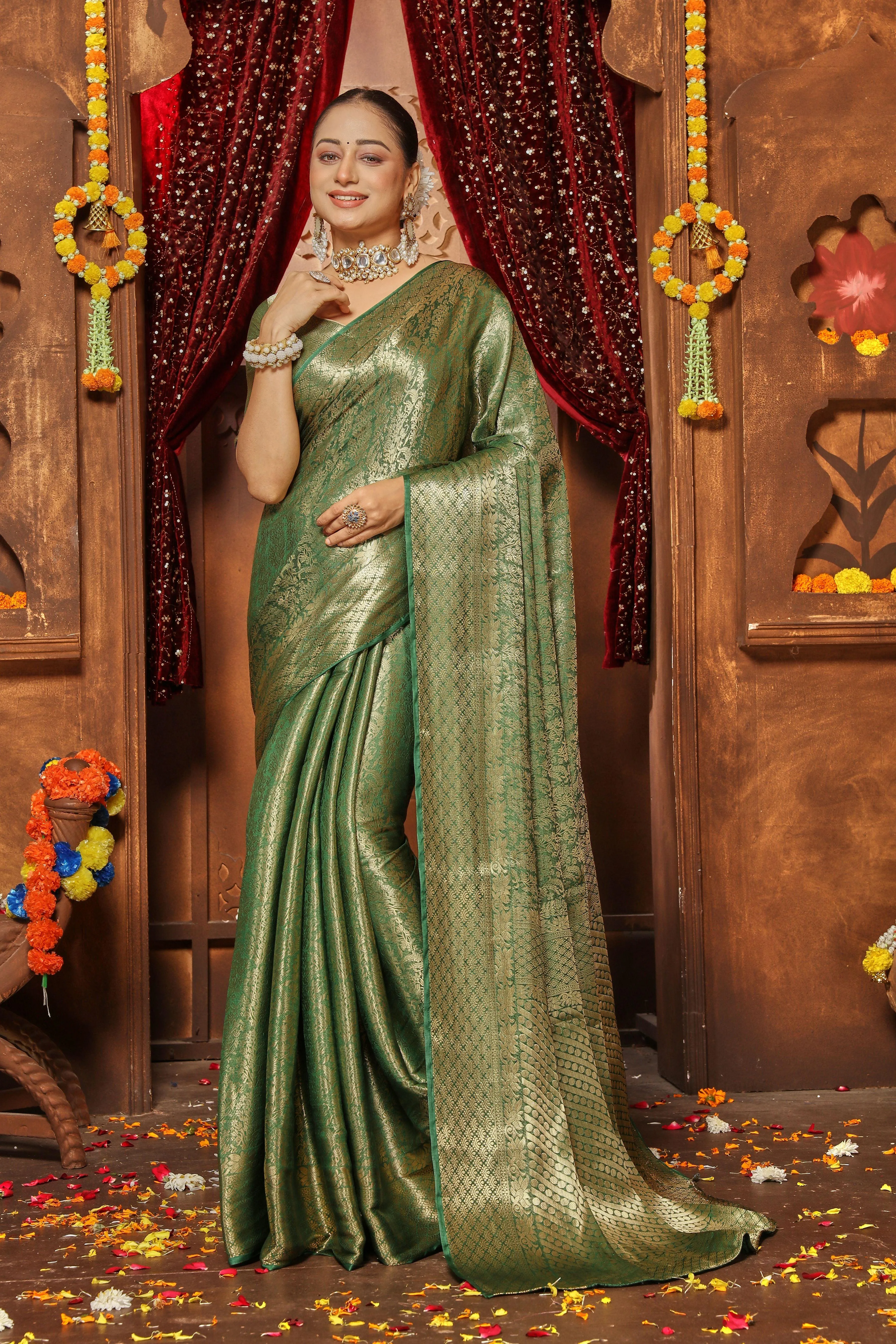 Opulent Silk Drapes in Exquisite Zari Design