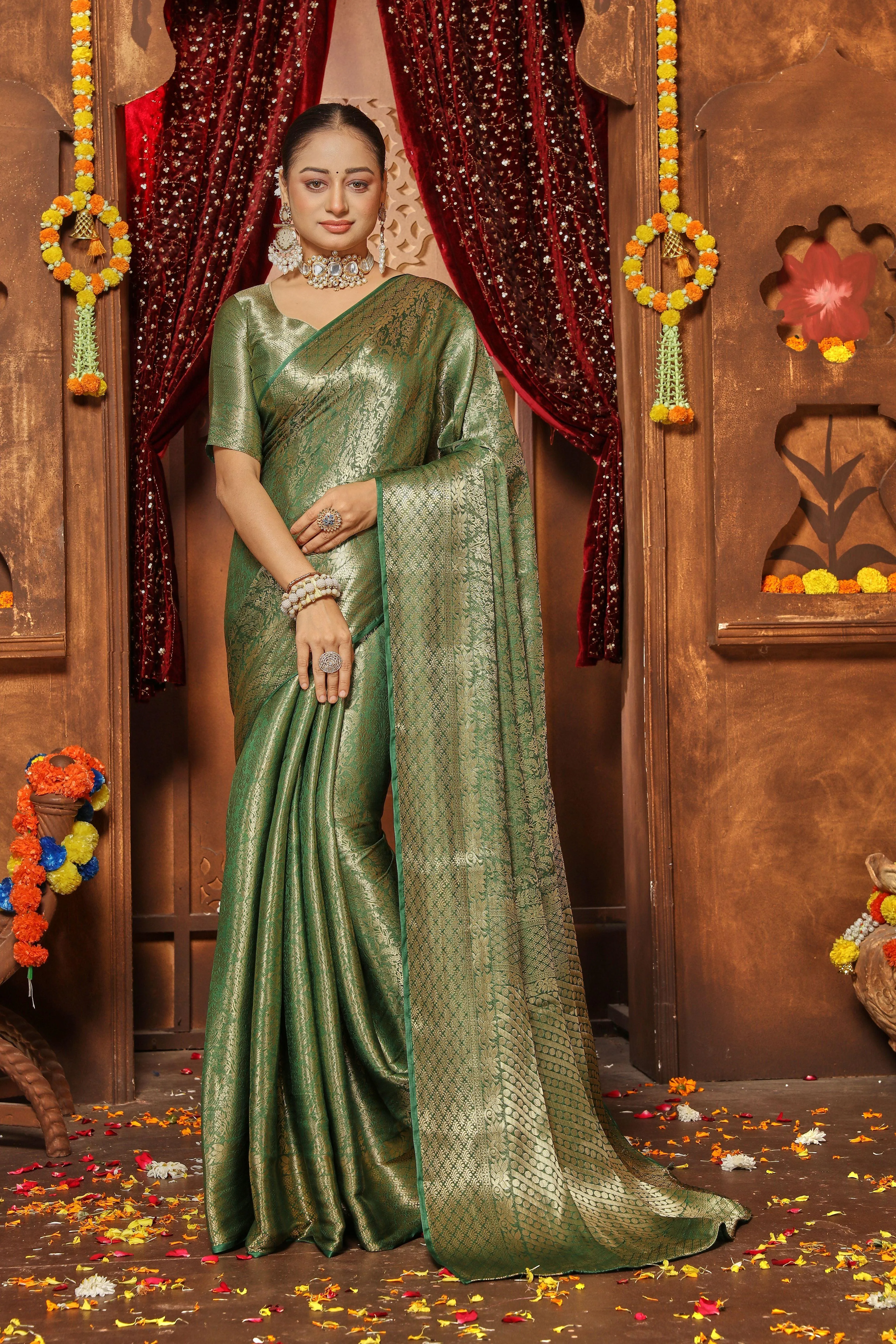 Opulent Silk Drapes in Exquisite Zari Design