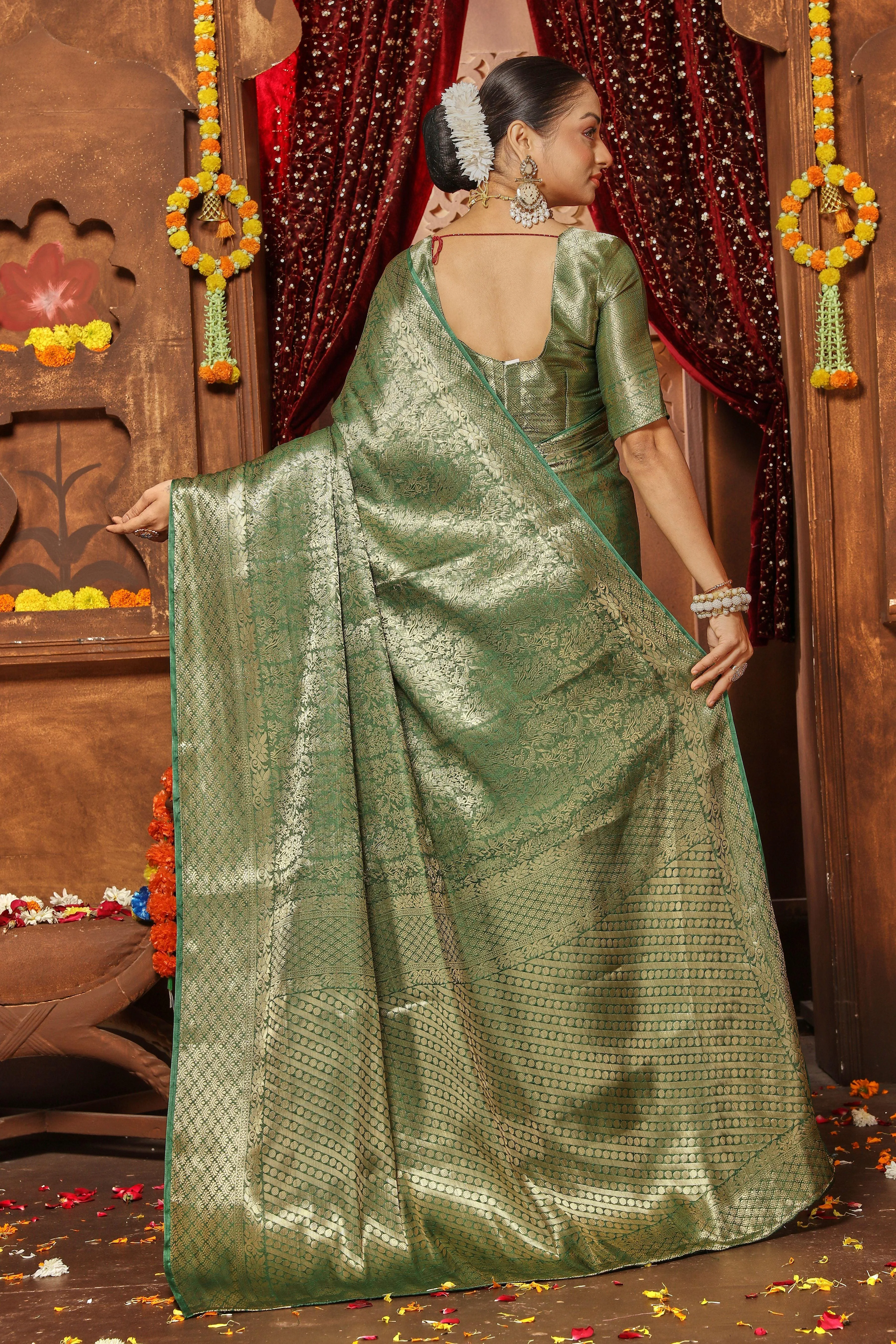 Opulent Silk Drapes in Exquisite Zari Design