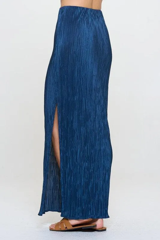 Renee C Plisse Slit Maxi Skirt