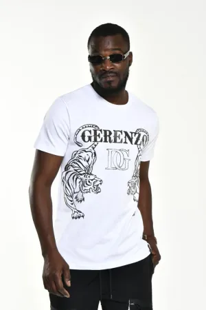 Rhinestone  Tiger T-shirt white Unisex #112646