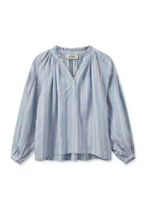 SAFI STRIPED LINEN SHIRT BLUE