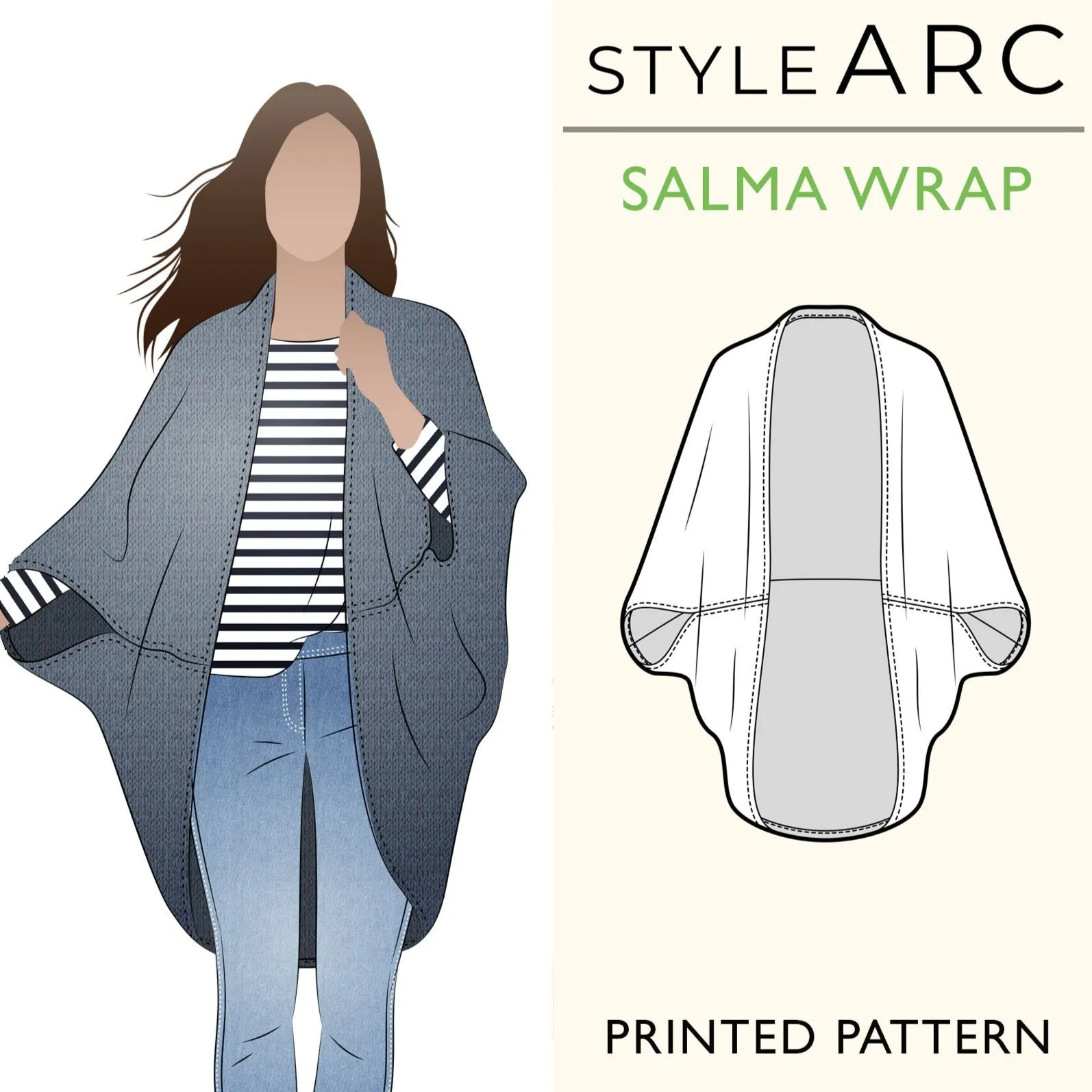 Salma Wrap Sewing Pattern by Style Arc, US Sizes 0-18