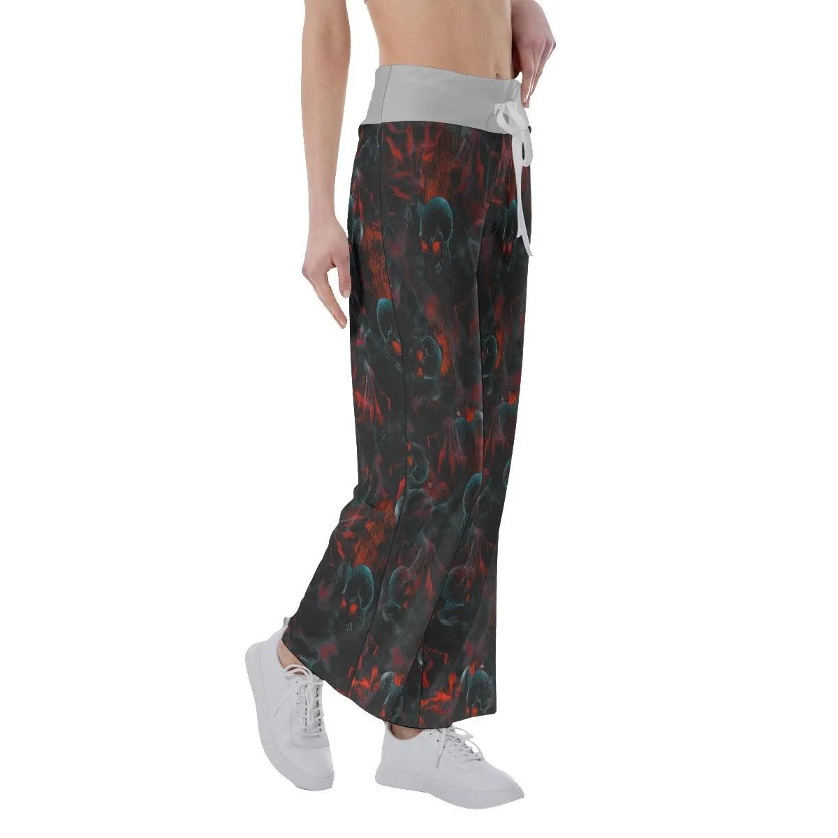 Skull Red Eye Pajama Pants Print Palazzo Lounge