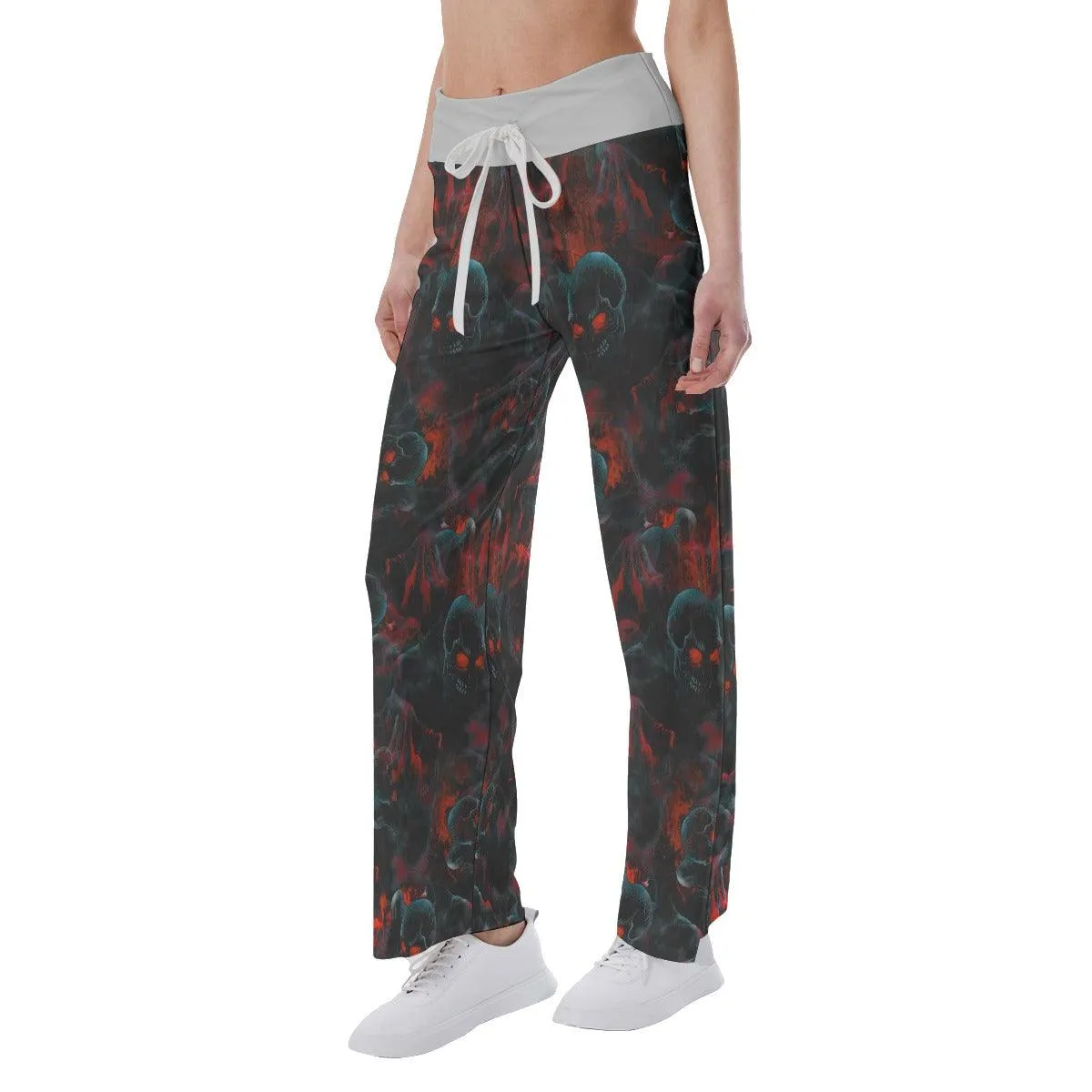 Skull Red Eye Pajama Pants Print Palazzo Lounge