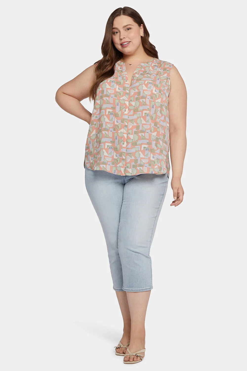 Sleeveless Pintuck Blouse In Plus Size - Cielo Vista