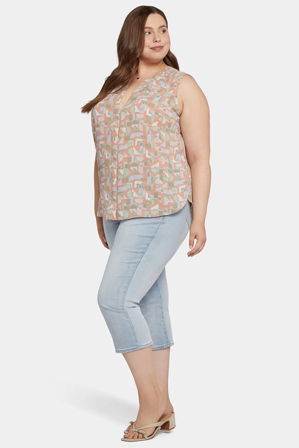 Sleeveless Pintuck Blouse In Plus Size - Cielo Vista