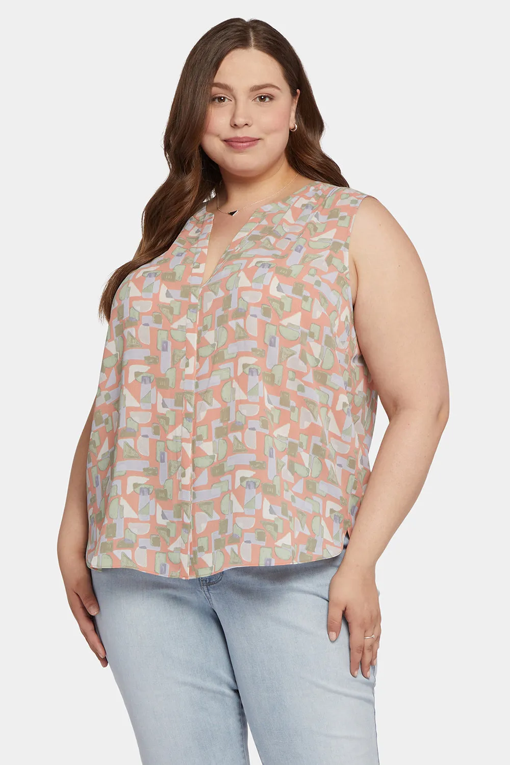 Sleeveless Pintuck Blouse In Plus Size - Cielo Vista