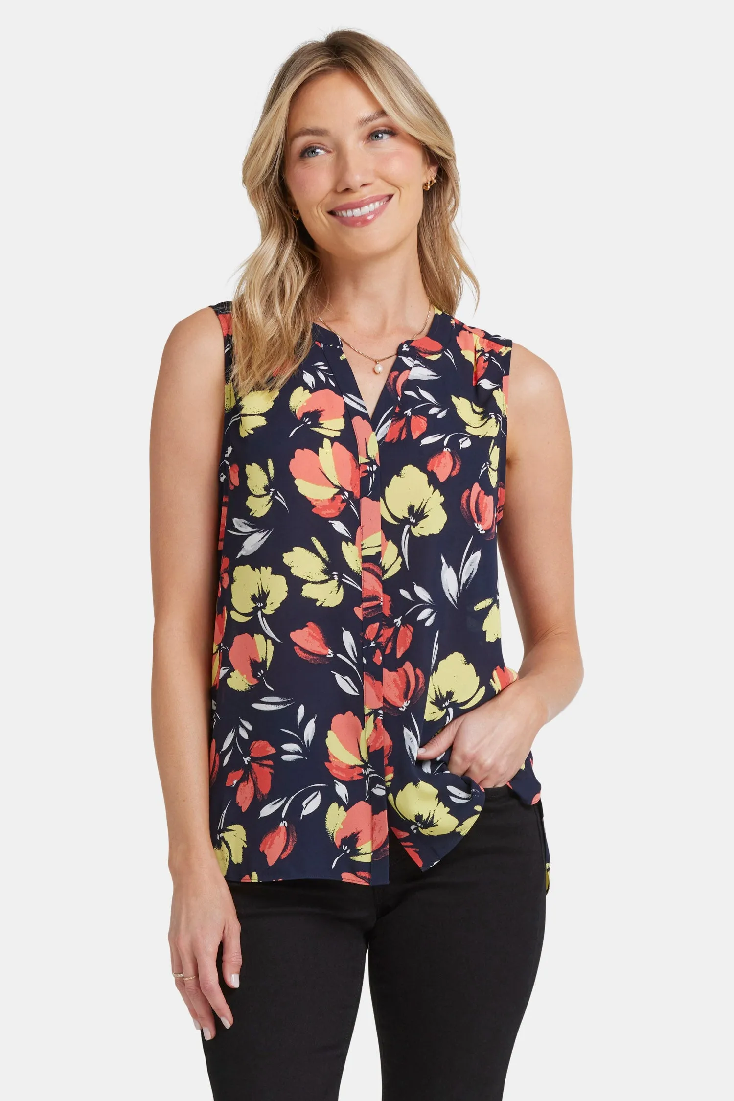 Sleeveless Pintuck Blouse  - Isla Blooms