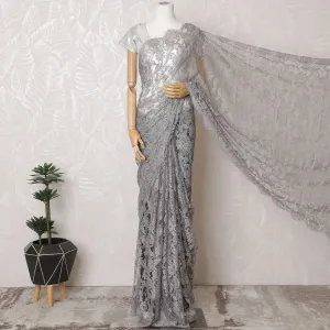 Sterling Elegance French Chantilly Lace Saree - 110cm Width, 5.5M Length-D18833