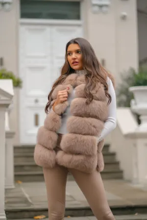 Tan Luxury Fur 6 Row Gilet