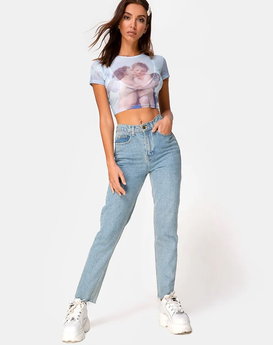 Tiney Crop Top Tee in Cherub Kiss Blue