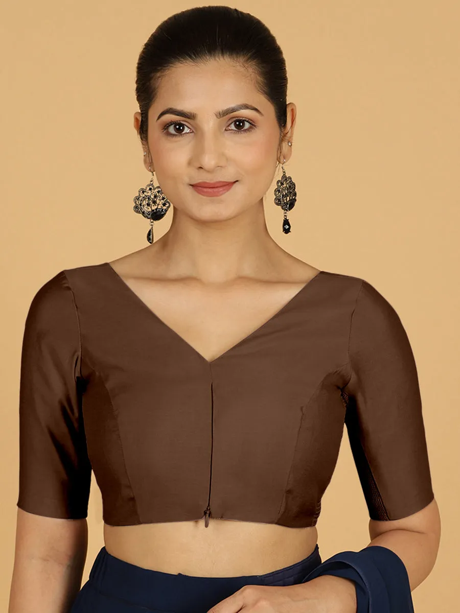 Vedika x Rozaana |  Saree Blouse in Walnut Brown