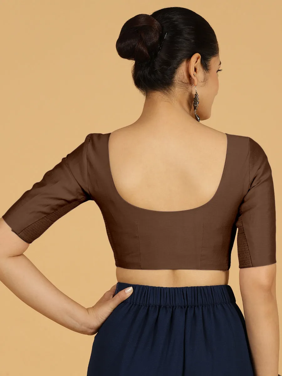 Vedika x Rozaana |  Saree Blouse in Walnut Brown