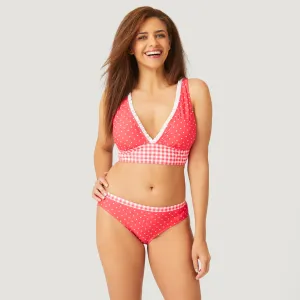 Women's Polka Dot/Gingham Ruffle Bikini Top