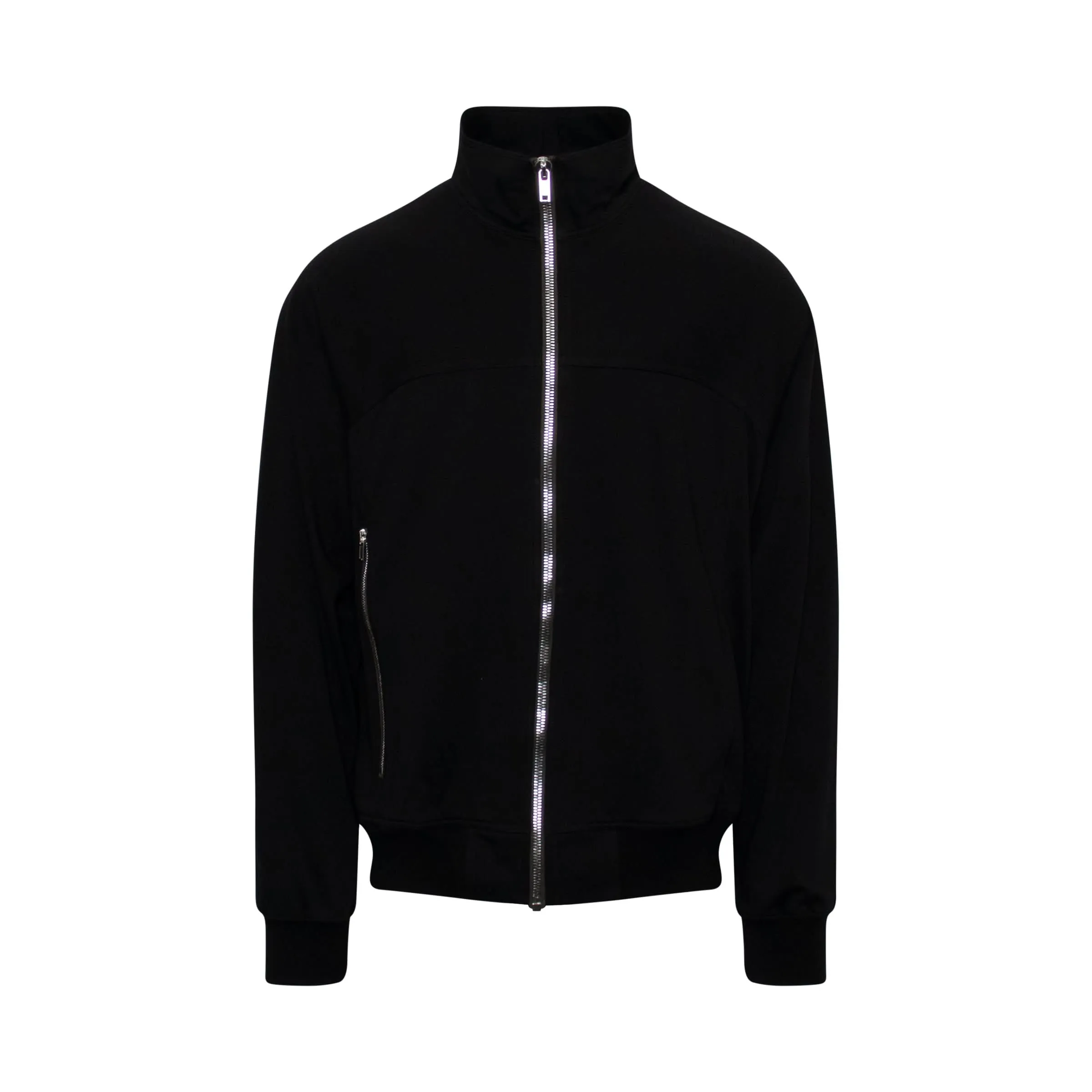 Zip Front Track Jacket in Black