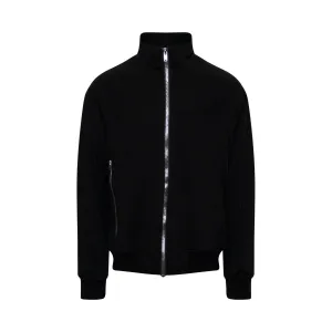 Zip Front Track Jacket in Black